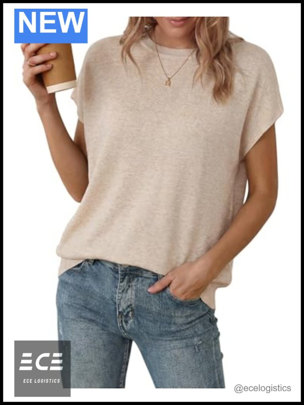 Wool Blend Oversized Batwing Short Sleeve Sweater Pullover